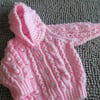 16" Pink Aran Jacket with Hood