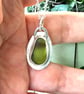 Handmade Olive Green Seaham Sea Glass Pendant –  Sterling Silver Necklace  - Image 2