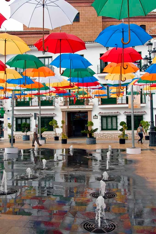 Colourful Umbrellas Torrox Costa Del Sol Spain Photograph Print