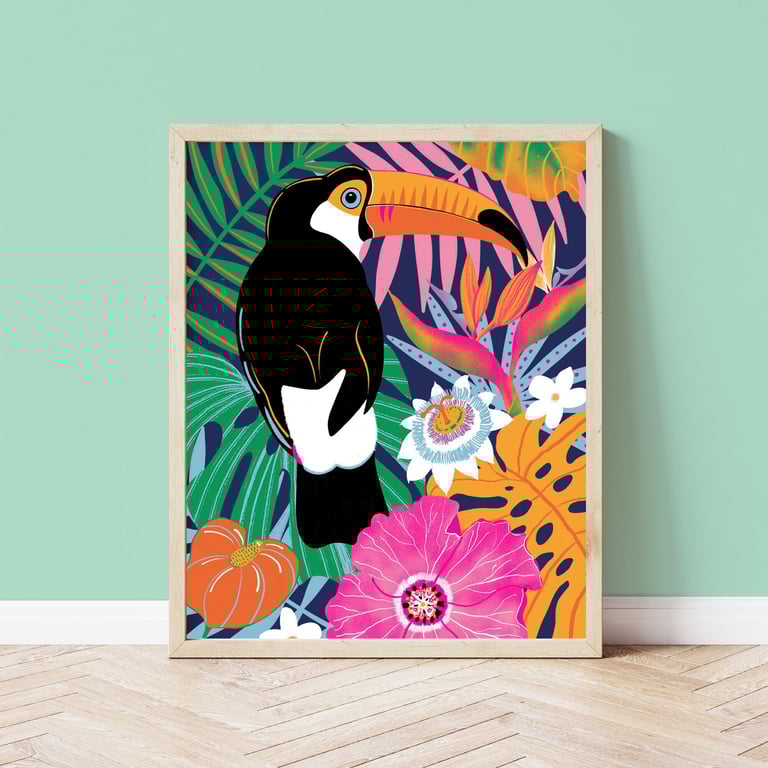 Exotic Toucan Botanical Art Print 