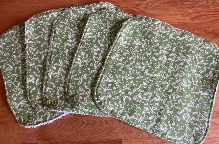 Green Leaf Reusable Kitchen Towels - Cotton and Bamboo Towelling, Set of 5
