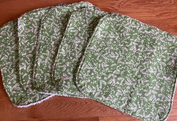 Green Leaf Reusable Kitchen Towels - Cotton and Bamboo Towelling, Set of 5