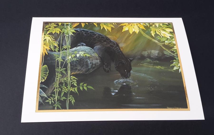 Black Panther Blank Greeting Card - Artwork by Pollyanna Pickering