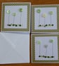 Pack of 3 Mini Blank Cards - Green Button Flowers and Sequins