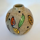 HAND DECORATED CERAMIC LEAF BUDVASE