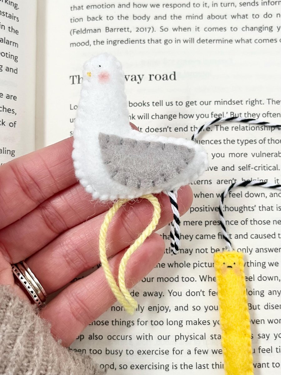 Hand Stitched Felt Bookmark, Seagull & Chip, Book Lover Gift