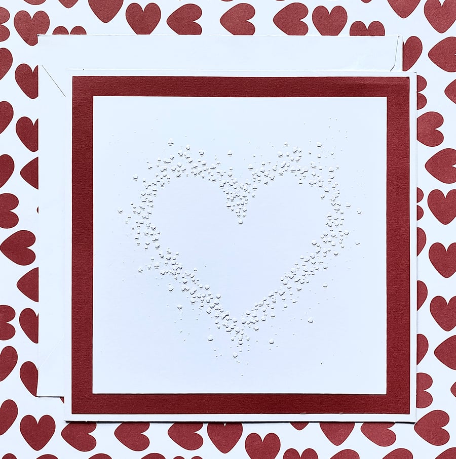 Embossed White Heart Card – Minimalist Handmade Card for sending love