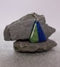 Blue & Green Triangular Pendant Necklace in Fused Glass - 1100 - Image 1