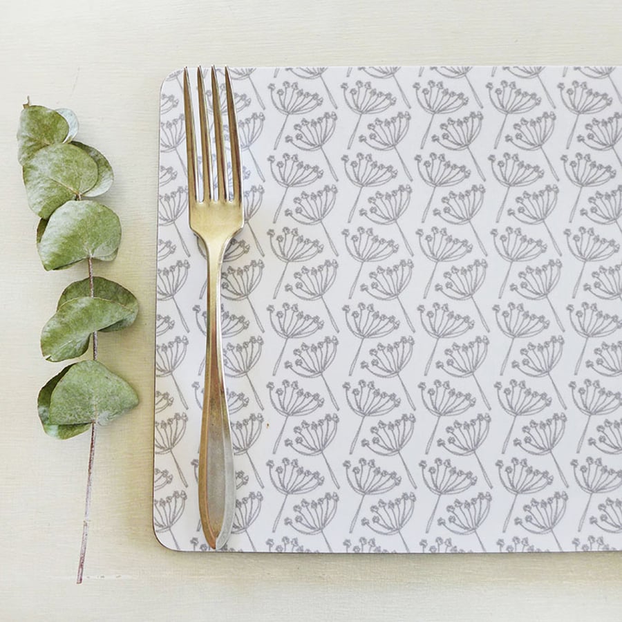 Dove Grey Cow Parsley Placemats