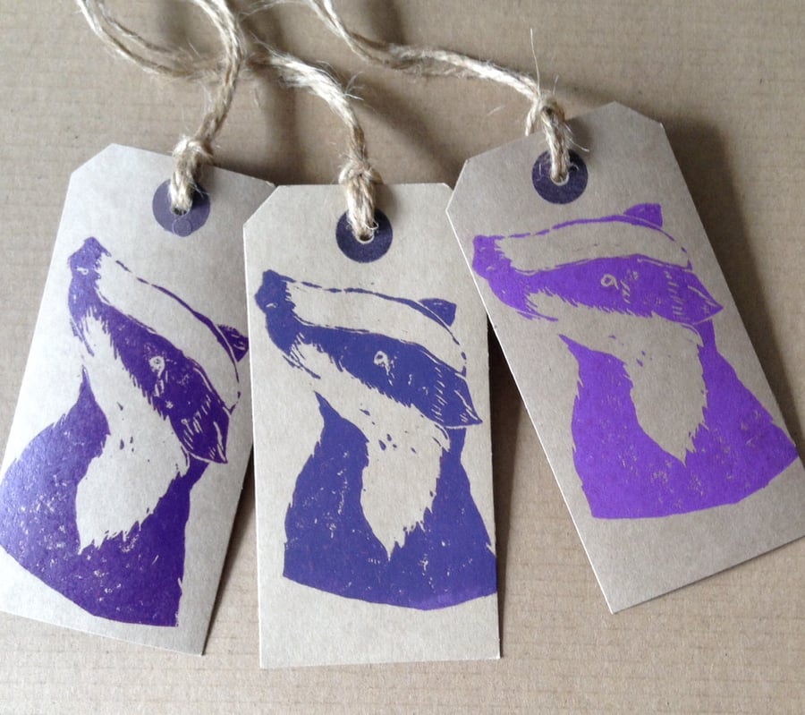 Hand printed Badger Gift Tags