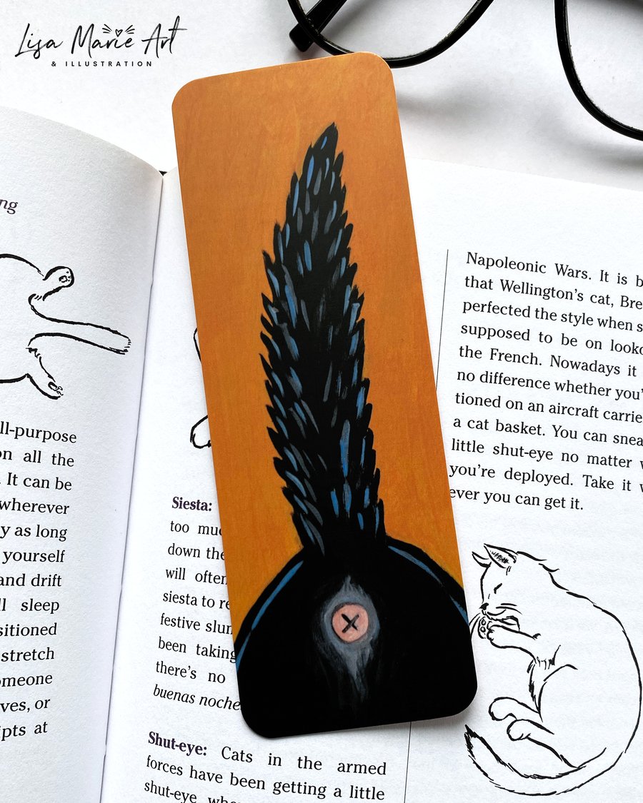 Cheeky Black Cat Bum Bookmark – Cat Illustration Bookmark for Cat Lovers