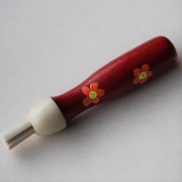 Funky Flowers needle grip - hand painted wooden handle tool for needle felting