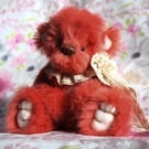 Autumn bear, hand sewn collectible teddy bear with a yellow bow