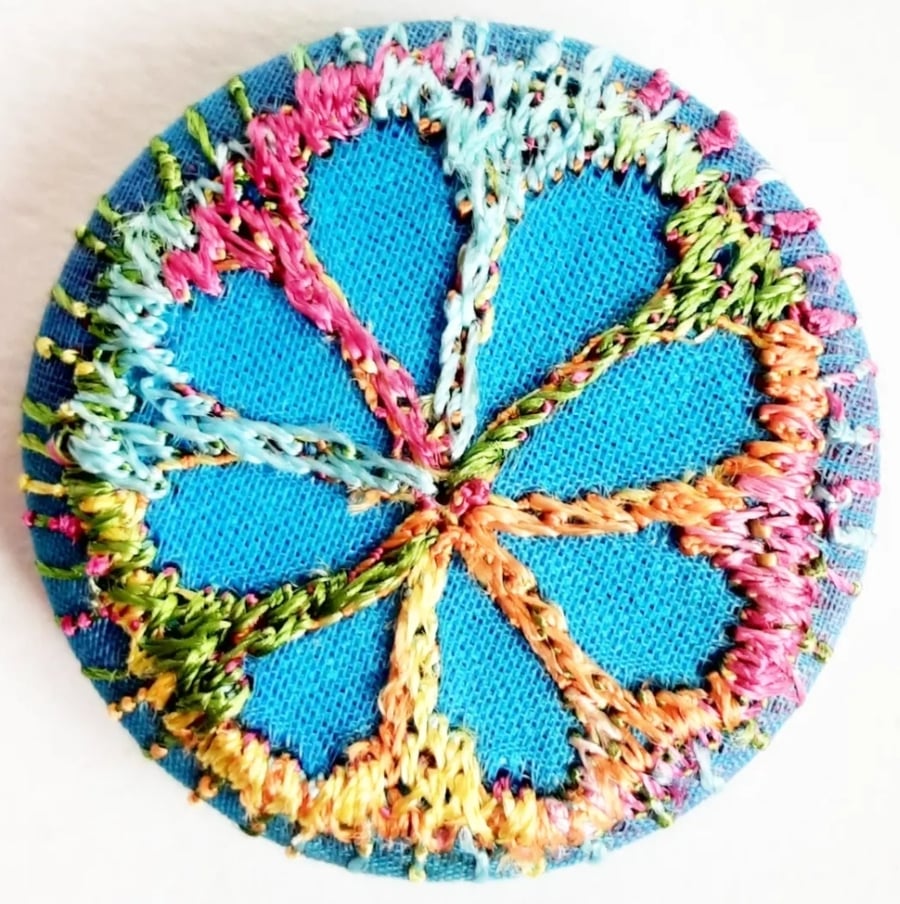 Buttons 1 inch button Hand Dyed Silks and Cottons Free Machine Embroidery Button