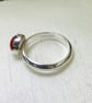 Sterling Silver Ring with Carnelian Gemstone,  size N-O - Image 4