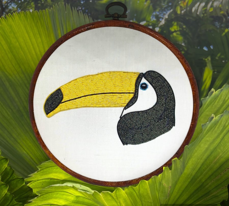 Goldwork Toucan Embroidery, Goldwork Embroidery Hoop, Toucan Art, Toucan Gift, G