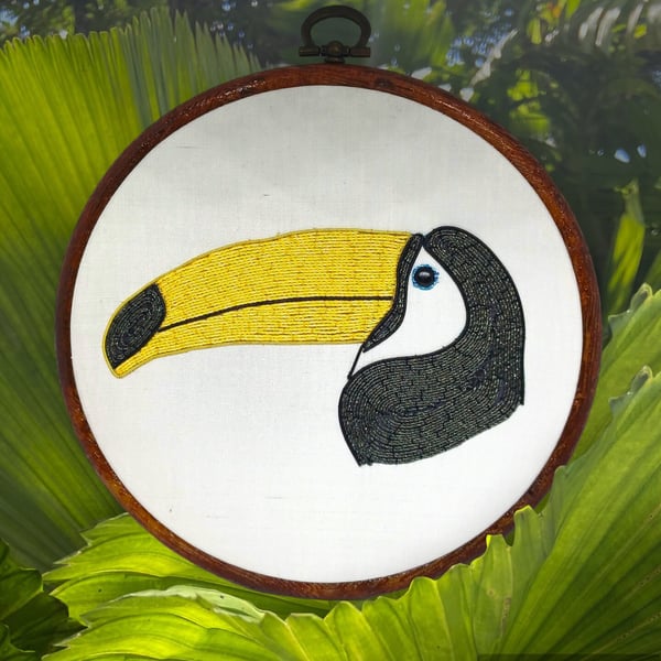 Goldwork Toucan Embroidery, Goldwork Embroidery Hoop, Toucan Art, Toucan Gift, G