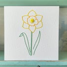Hand Stitched Daffodil Card. Blank Card. Mothers Day Card. Daffodils. Flowers.