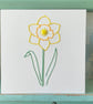 Hand Stitched Daffodil Card. Blank Card. Mothers Day Card. Daffodils. Flowers.