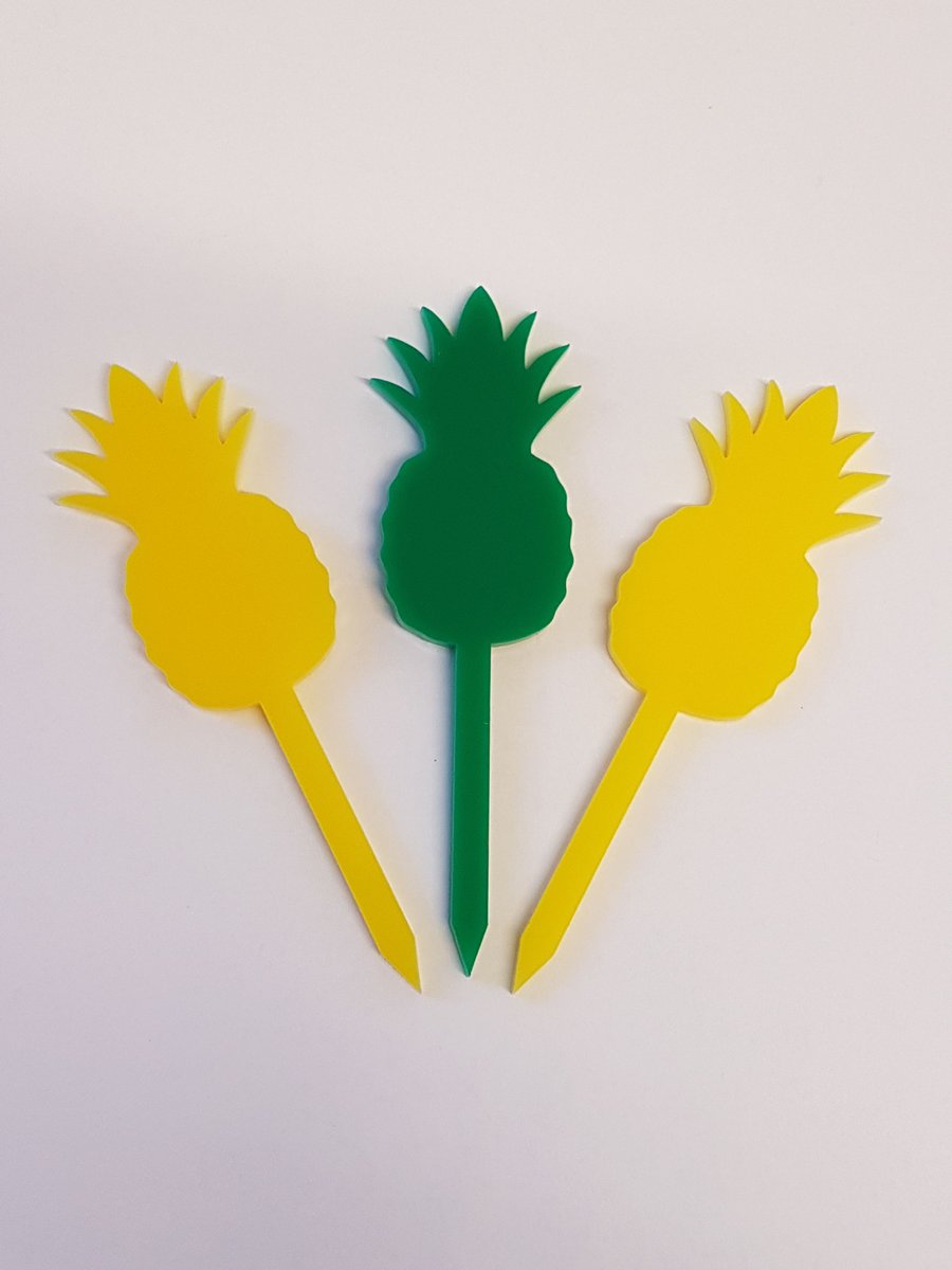 Pineapple Cupcake Toppers x 3 - Acrylic