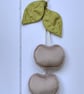 Heather Pink Velvet Cherry Wall Hanging Olive Green Leaves Fruit Nursery Decor - Image 3