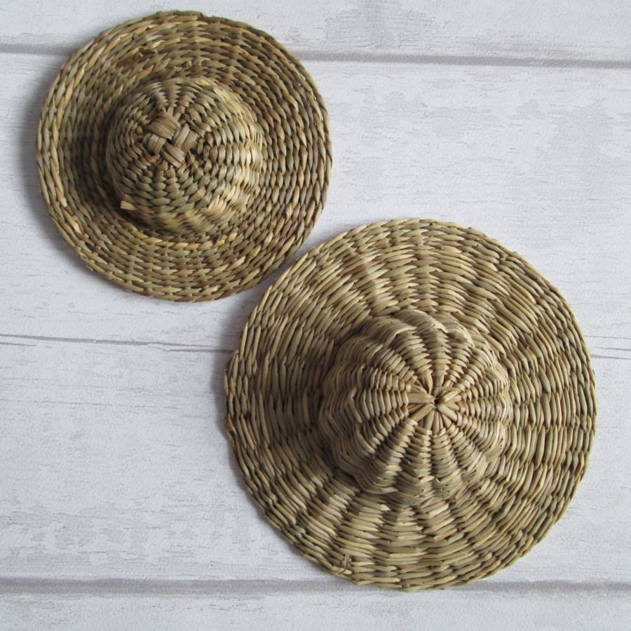 SOLD - Fifteen Assorted Miniature Decorative Straw Hats