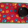 Cat bowl Placemat in red with paw print design suitable for cat or dog