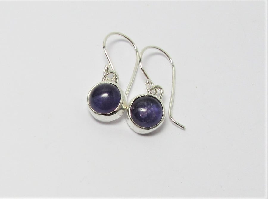 Amethyst earrings - dangle sterling silver  earrings- February birthstone