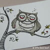 little zombie owl - original aceo