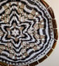 Large black and white mandala in willow hoop