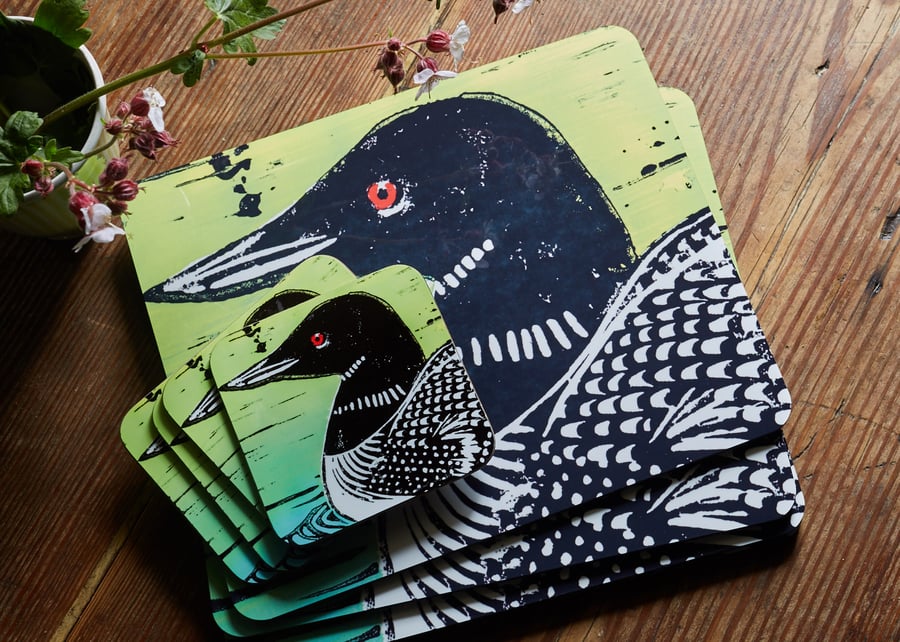 Great Northern Diver (Canadian Loon) placemats (Set of two)
