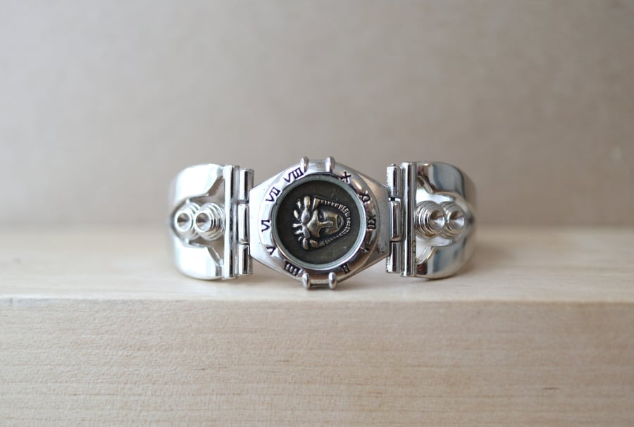 Up-cycled stainless steel decorative bangle - upcycled gift 