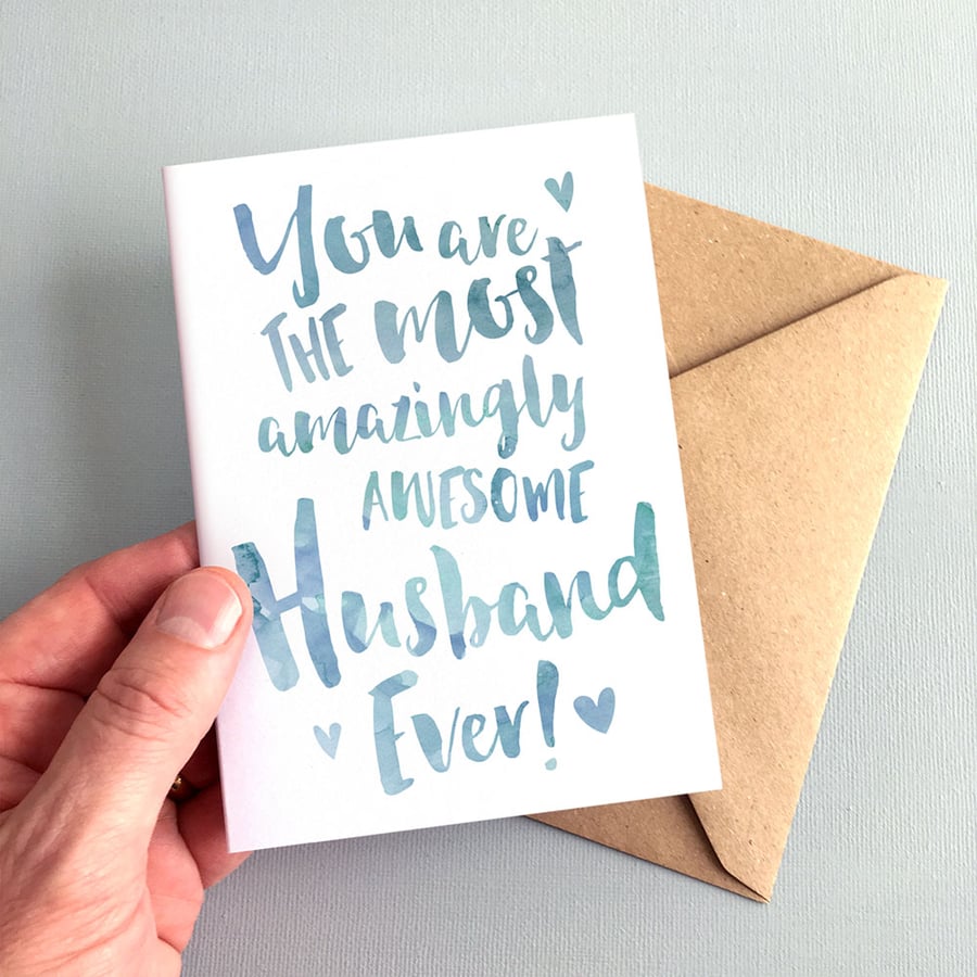 The Most Amazingly Awesome Husband Greeting Card - Wedding, Anniversary, Hubby