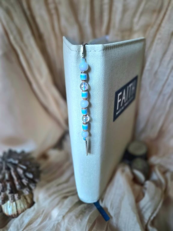 Iridescent Blue beaded Bookmark (one of a kind!) 