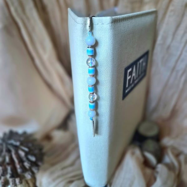 Iridescent Blue beaded Bookmark (one of a kind!) 
