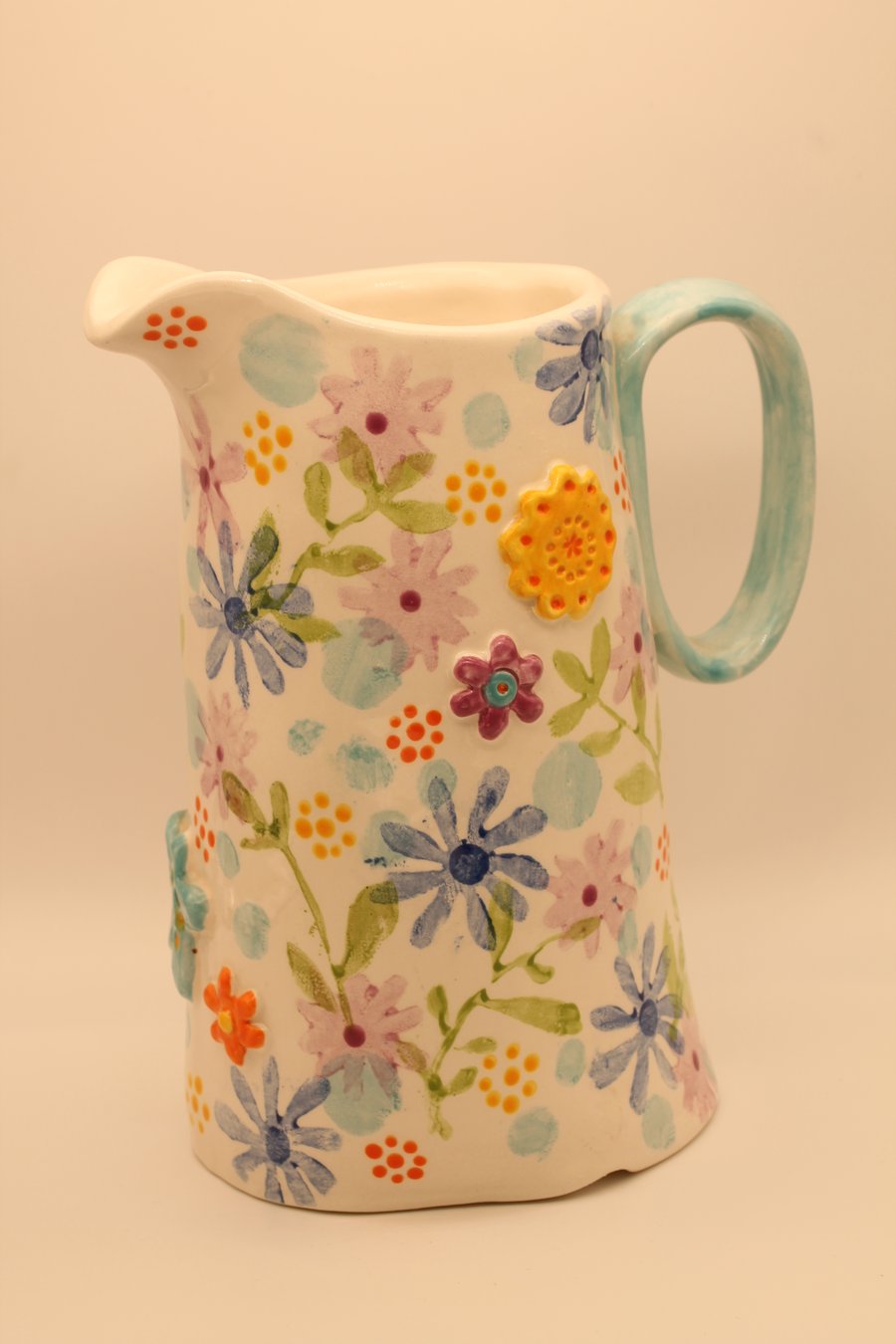 Tall Floral Ceramic Jug