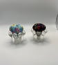 A Pair of Vintage Upcycled Floral Glass Decorative Small Pin Cushion