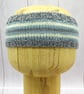 Hand Knitted Toddler Headband Grey Blue and Cream Cashmere Merino 12–36 Months - Image 1