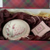 Hand Embroidered Pincushion, Scissor Keeper & Stork Scissors in Gift Box