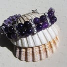 Purple Amethyst & Violet Charoite Gemstone Crystal Beaded Bracelet