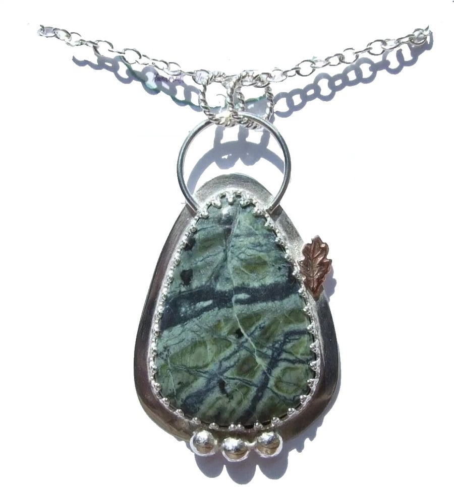 Cornish Serpentine Necklace Sterling Silver Folksy