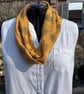 Upcycled Tree of Life Infinity Scarf - Mustard & Brown Cowl - Image 1