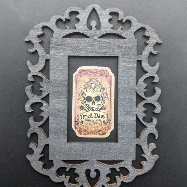 Listing Title  "Dried Davy" Skull Apothecary Framed Print – Gothic Victorian Wal