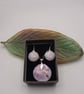 Purple Pansies Hook Earrings and Pendant Set