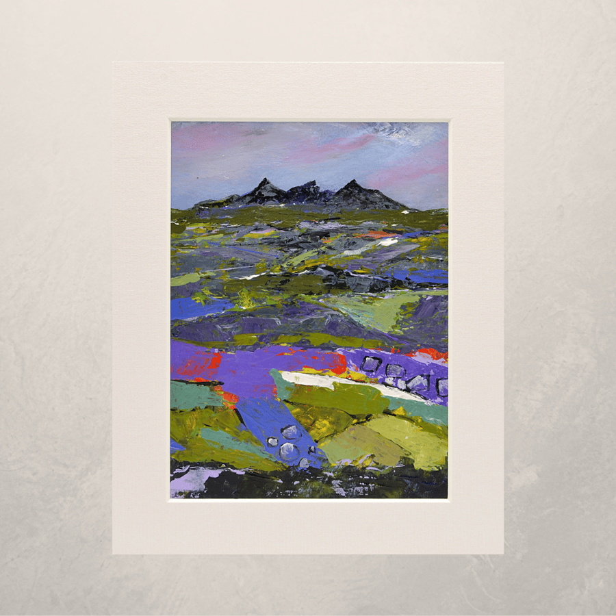 An Abstract Painting of the Black Cuillin, Skye. 10x8 inches.