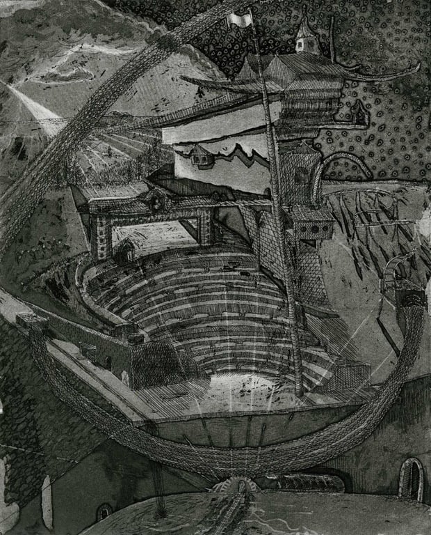 The Bathhouse, Aquatint with etching, on paper, 2009, numbered 