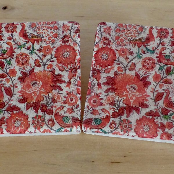 Marble 'Red Floral' Coasters