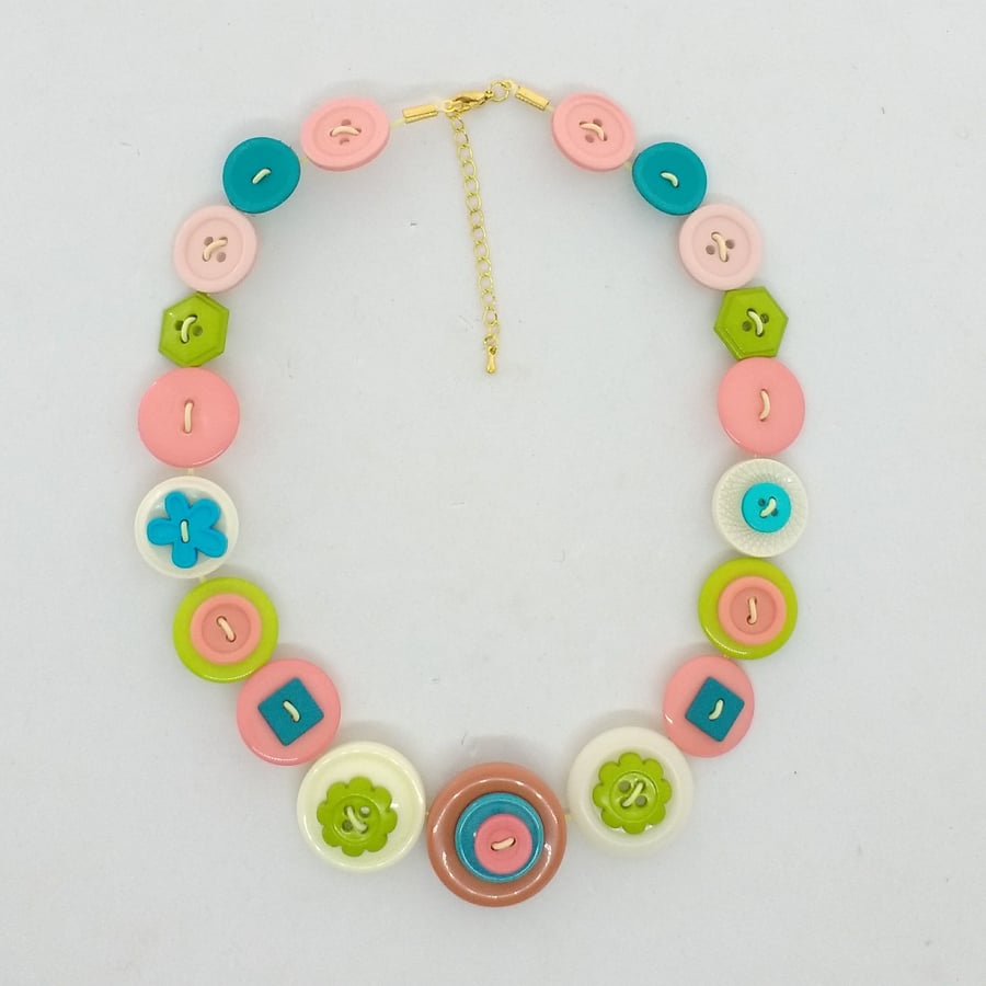 Zingy Spring Colours Button Necklace