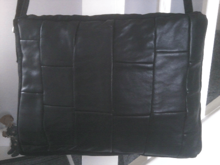 shoulder bag with faux leather patchwork panel 
