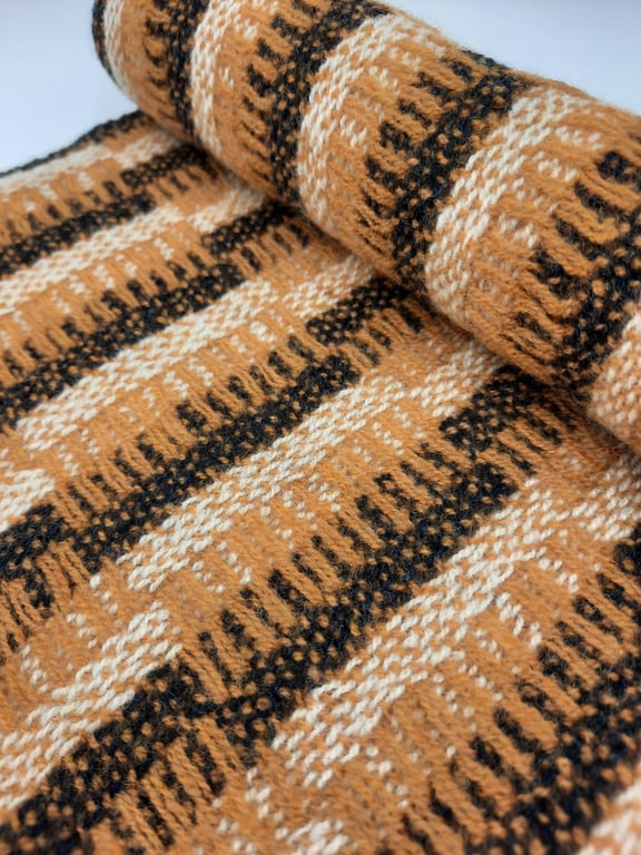 Mid-century 'tidy' lambswool scarf - orange ladders